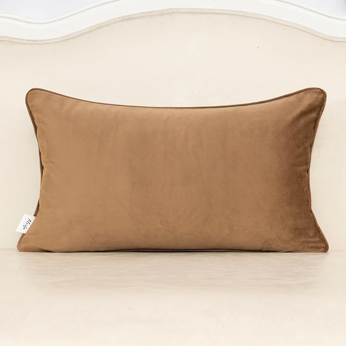 Alerfa Brown Floral Throw Pillow Cover 12 x 20 Inch Cut Velvet Rectange Luxury - Image 2