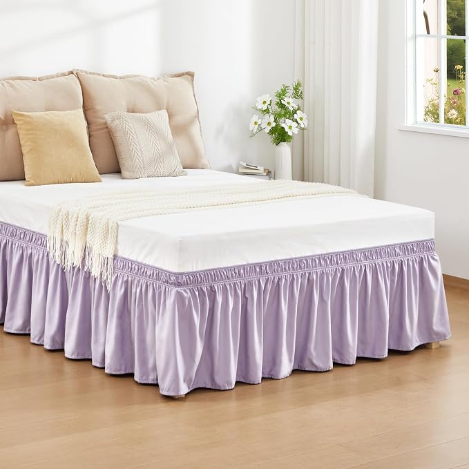 RIMELA Lavender Purple Bed Skirt King Size 15 Inch Drop, Wrap Around Elastic - Image 2