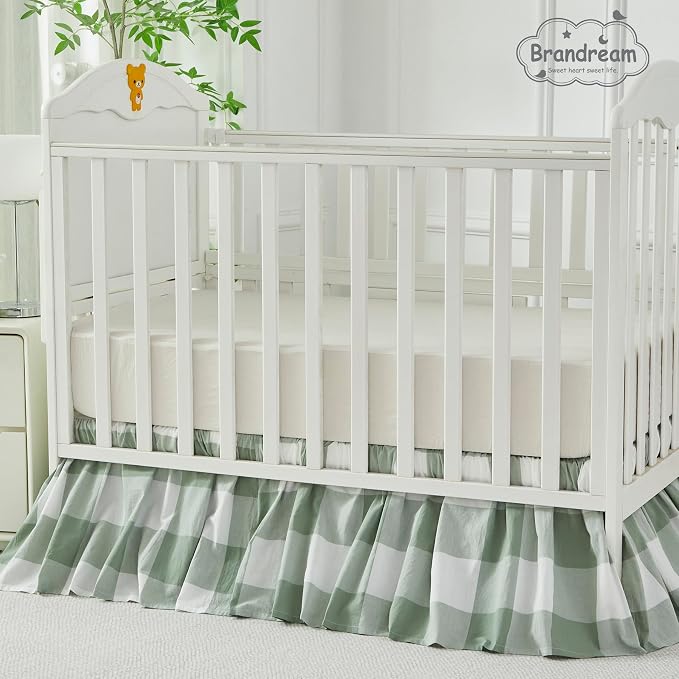 Brandream Gingham Gathered Crib Skirt, Baby Boy, Baby Girl, Gender Neutral Crib - Image 6