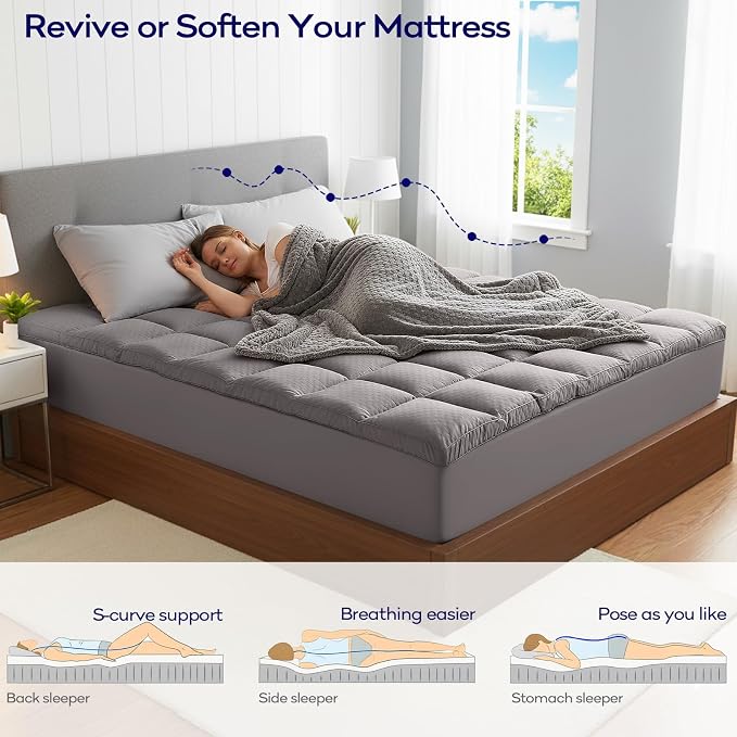 OLANLY Dual-Layer 4 Inch Cal King Size Memory Foam Mattress Topper - Image 3