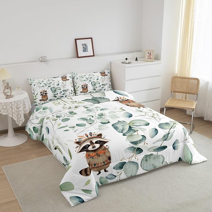 Erosebridal Cute Raccoon Twin Size Comforter Set - Image 3