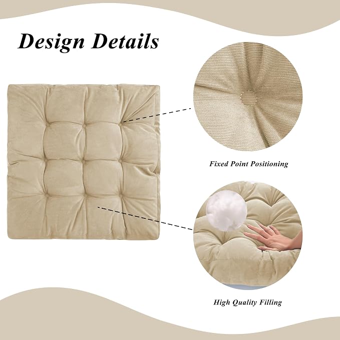 Meditation Floor Pillow 22×22 Inch 2 Pack Large Floor Cushions - Image 4