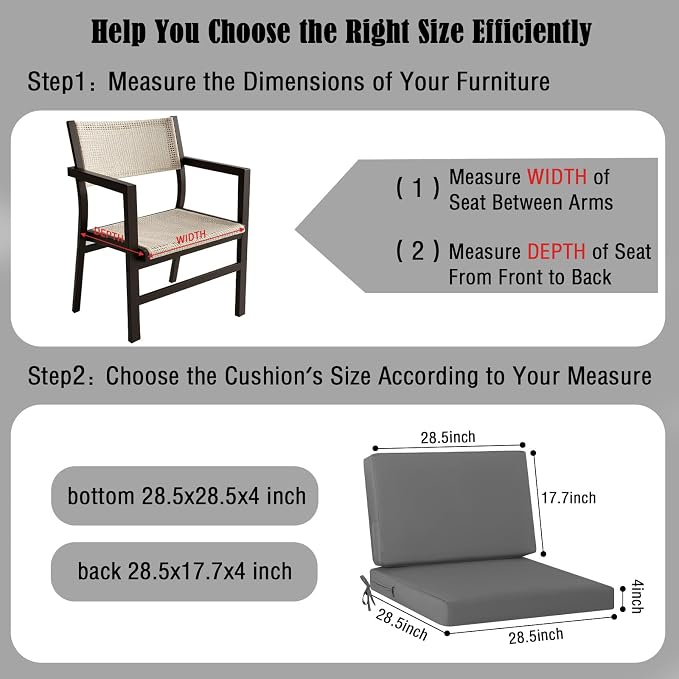 idee-home Outdoor Cushions for Patio Furniture, Outdoor Seat Cushions 28.5 x - Image 5