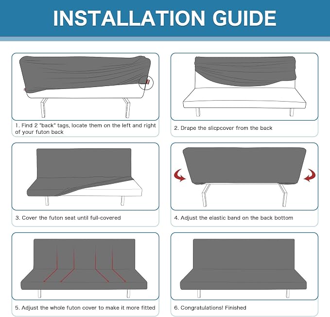 H.VERSAILTEX 100% Waterproof Armless Futon Cover, Armless Sofa Cover Stretch - Image 8