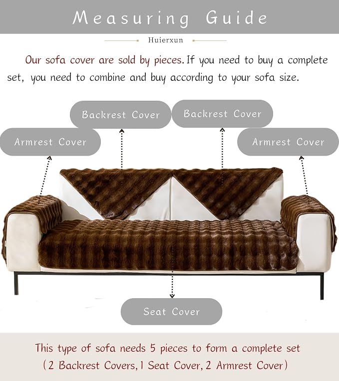 Faux Fur Couch Cover Fuzzy Soft Plush Thick Bubble Sofa Cover Luxury Sectional - Image 2
