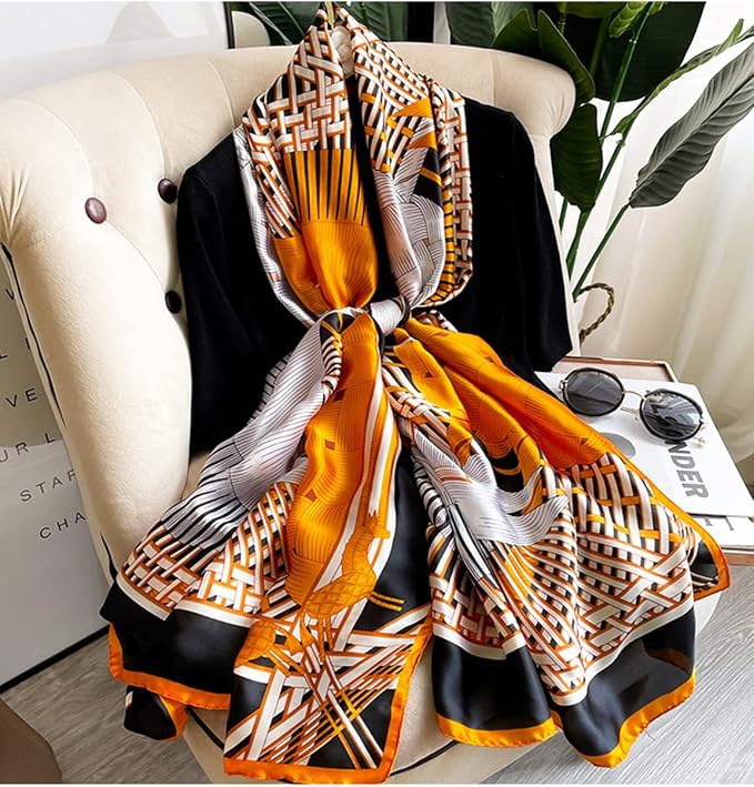 Fashion Scarves Scarf 100% Silk Feeling Scarf Silk Like Scarves Long - Image 4