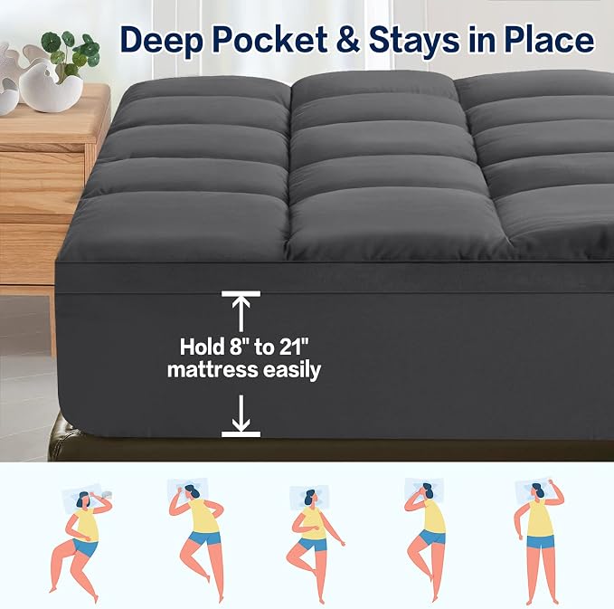 SOPAT Mattress Topper Twin Size Extra Thick Mattress Pad 8-21" Deep Pocket Soft - Image 4