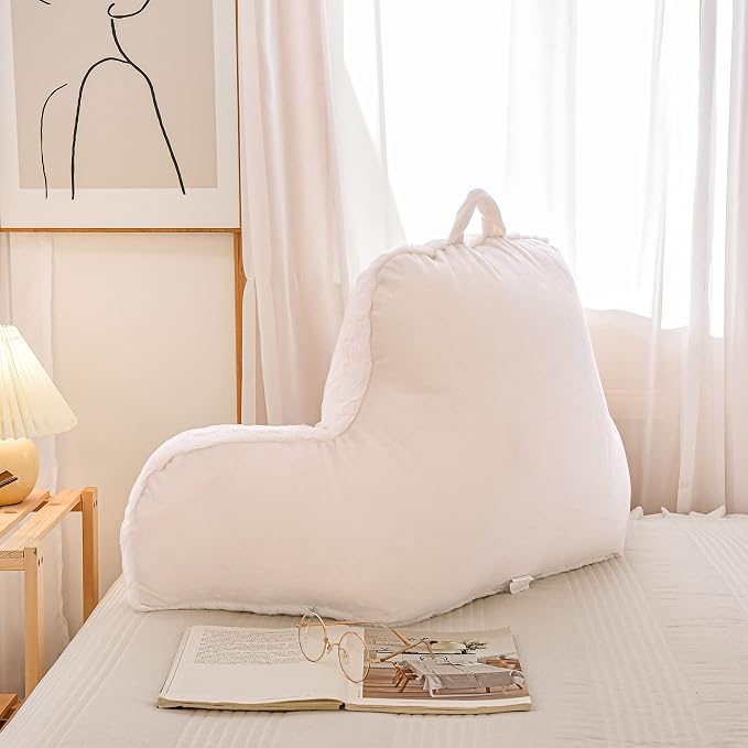 Holawakaka Large Faux Fur Bed Rest Pillow - Image 3