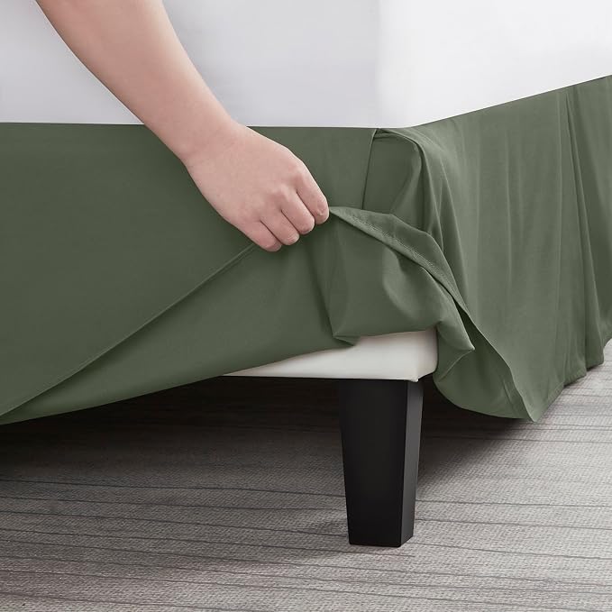 Nestl Olive Green Bed Skirt King Size - Image 5