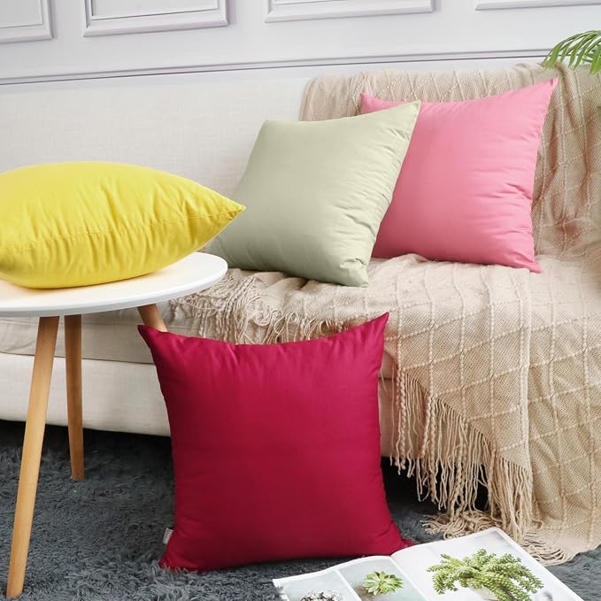 4-Pack 100% Cotton Comfortable Solid Decorative Throw Pillow Case, Thmyo Square - Image 3