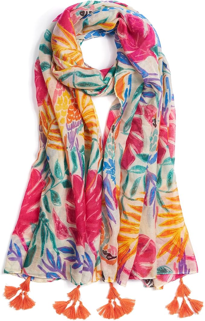 Scarf for Women Lightweight Soft Floral Leopard Printed Scarves Fall Winter by QIUTIMIY
