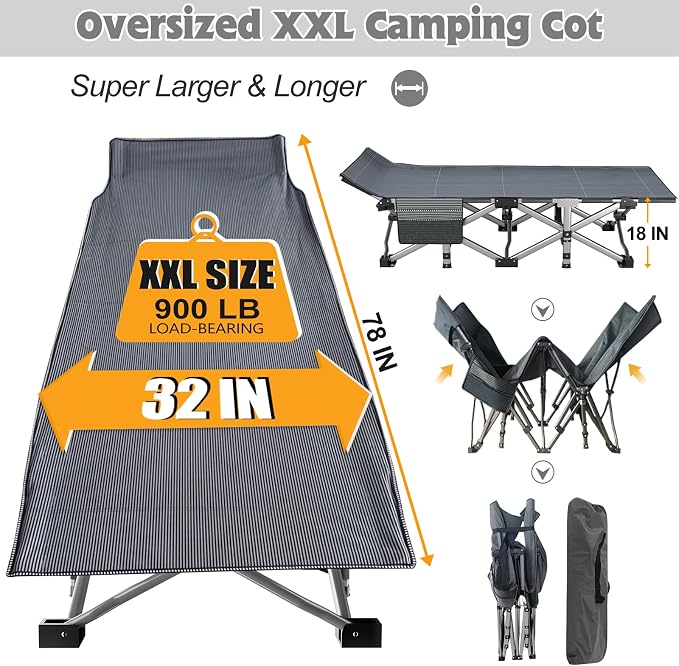 ABORON XXL Camping Cot for Adults 900LBS - Image 6
