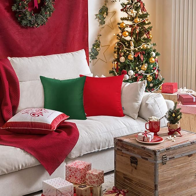4-Pack 100% Cotton Comfortable Solid Decorative Throw Pillow Case Square - Image 2