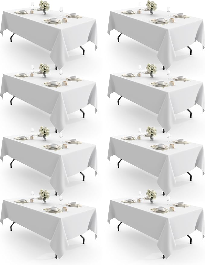 Pureegg Rectangle Table Cloth 60" x 102" – 8 Packs, Durable Polyester by Pureegg