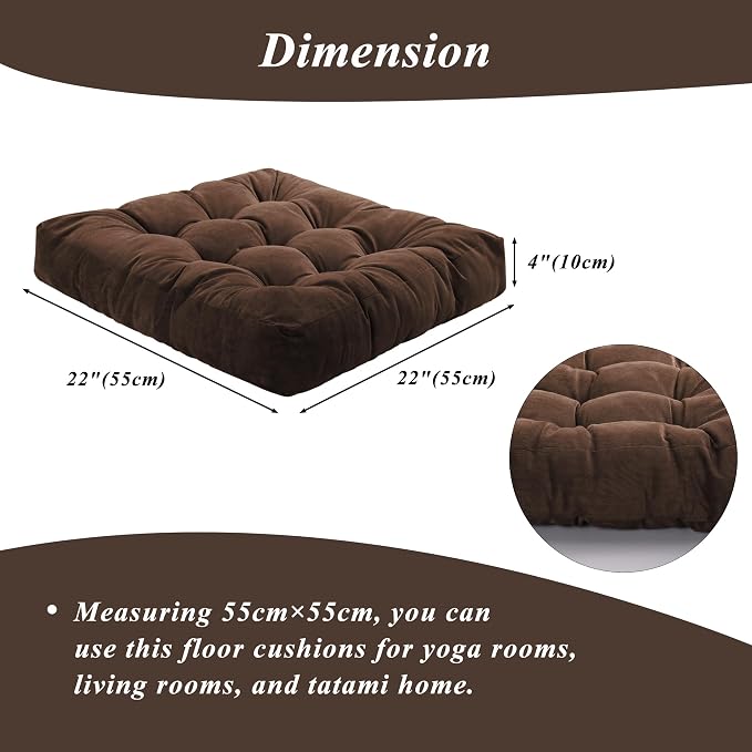 Meditation Floor Pillow 22×22 Inch 2 Pack Large Floor Cushions - Image 2