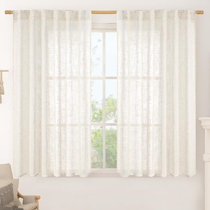 LAMIT Light Filtering Linen Curtains 54 inches Long by LAMIT