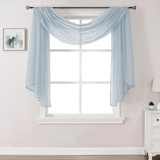 DONREN Sheer Scarf Curtain for Bedroom by DONREN