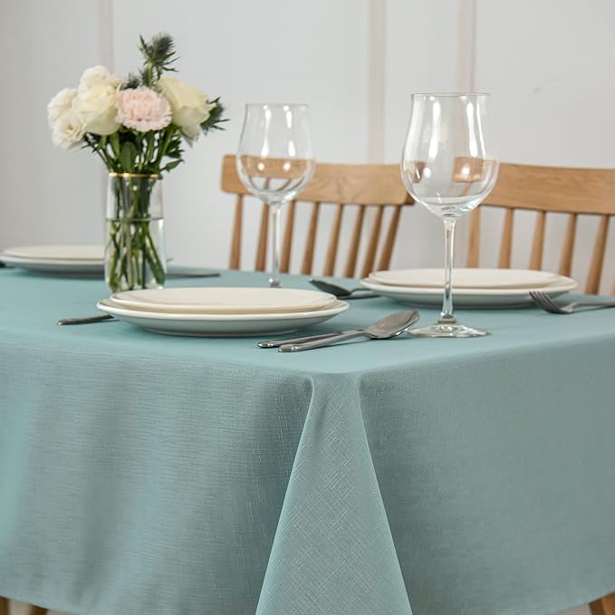 maxmill Rectangle Slubby Textured Tablecloth Waterproof Spillproof Wrinkle Free - Image 2