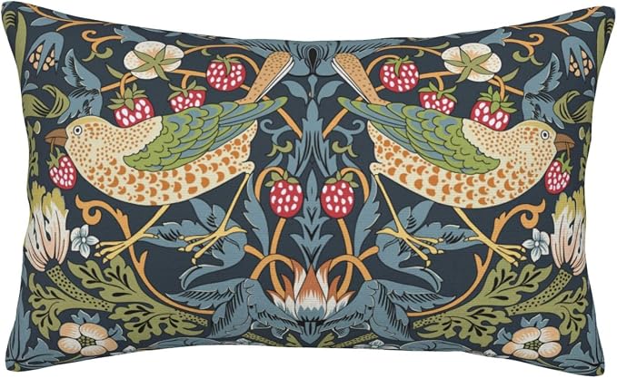 William Morris Vintage Floral Bird Strawberry Thief 20x12 inches Pillow Cover by Unknown