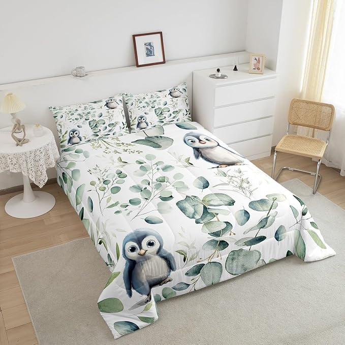 Erosebridal Cartoon Penguin Queen Bedding Sets Toddler Woodland Wildlife - Image 4