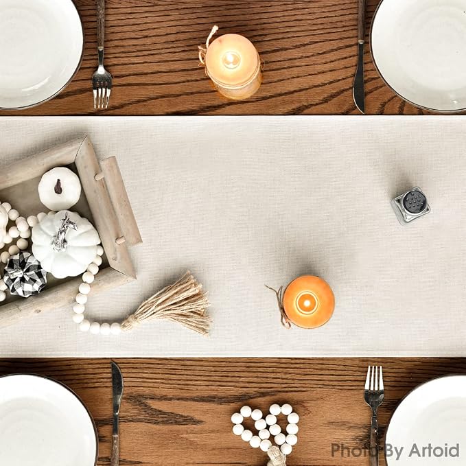 Artoid Mode Aqua Hello Pumpkin Leaves Fall Table Runner, Seasonal Autumn - Image 4