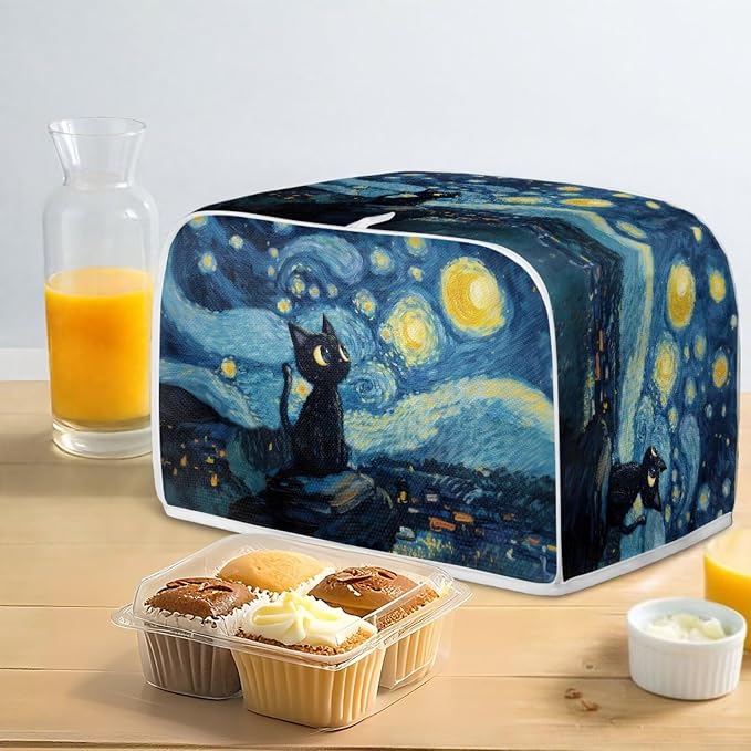 Black Cat Galaxy Toaster Cover 4 Slice Oven Cover Dustproof Kitchen Small - Image 4