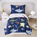 PERFEMET 4 Pieces Twin Bed in A Bag Navy Blue Ocean Animal Themed Kids by PERFEMET