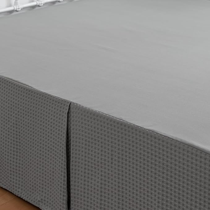 Bed Skirt King Size, Pleated Waffle Weave Bed Skirt - Image 4