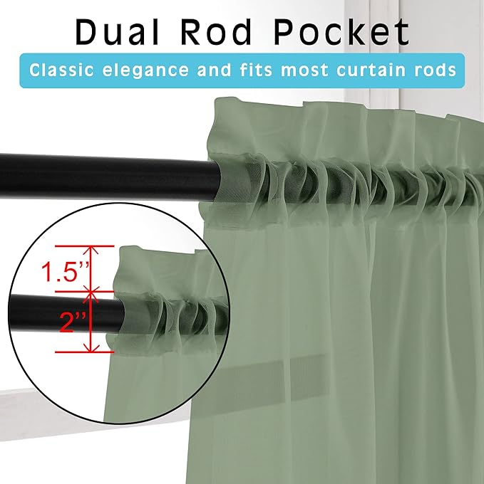 OVZME Living Room Sheer Curtains 120" Length 2 Panels Set - Image 2