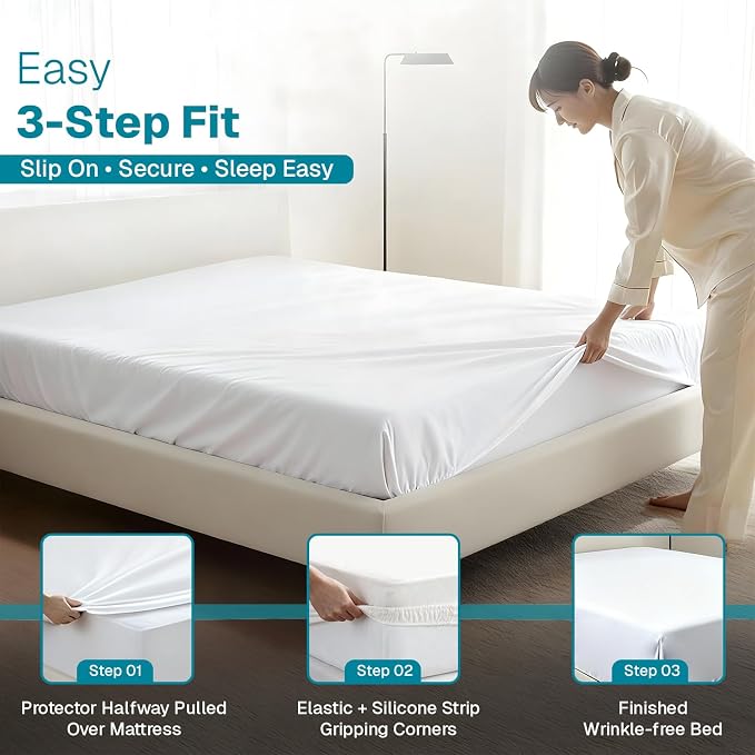 FABDREAMS Organic Waterproof Mattress Protector Queen Size|Queen Mattress - Image 4