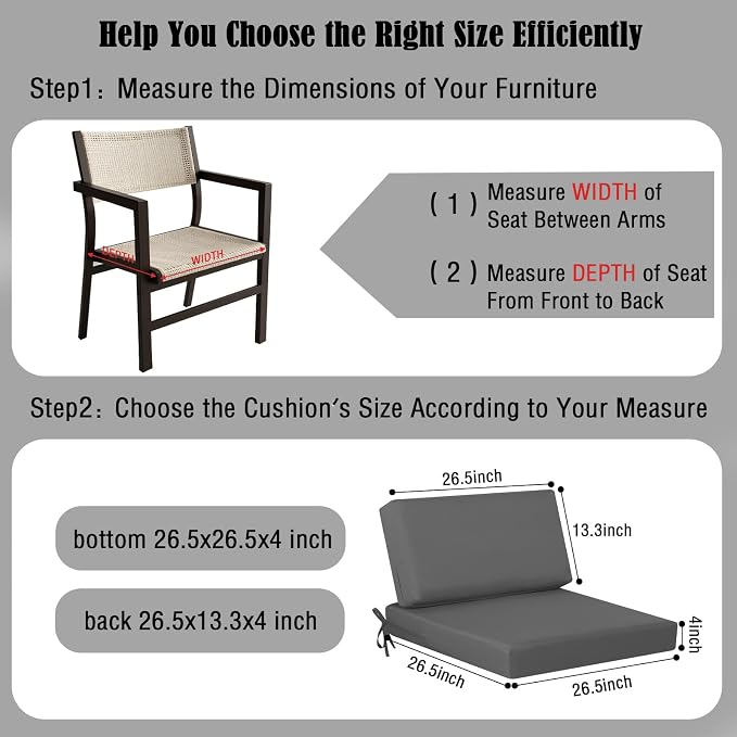 idee-home Outdoor Cushions for Patio Furniture, Outdoor Seat Cushion, - Image 5