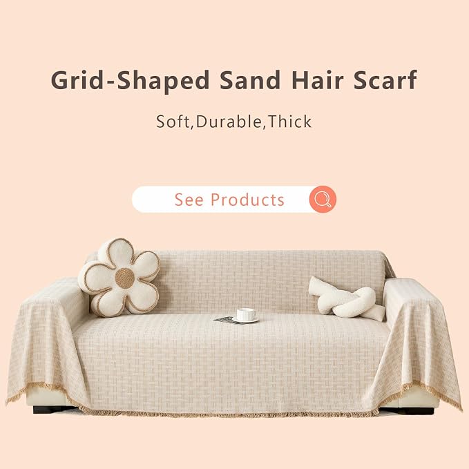 Coffee Couch Cover Blanket Cute Geometrical Jacquard Washable Sofa Cover - Image 2