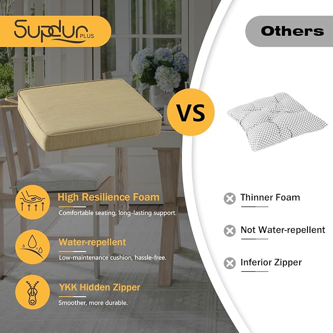 Outdoor Square Corner Seat Cushion, 18.5"x16"x3", Non Slip Seat Cushion Pads - Image 6
