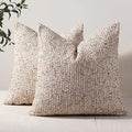 Striped Throw Pillow Covers 20x20 Set of 2 Beige Textured Boucle Chic Morden by DEZENE