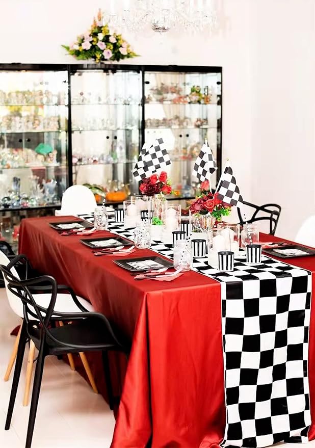 10 Pack Checkered Table Runner Polyester Table Decor Classic Black and White - Image 8