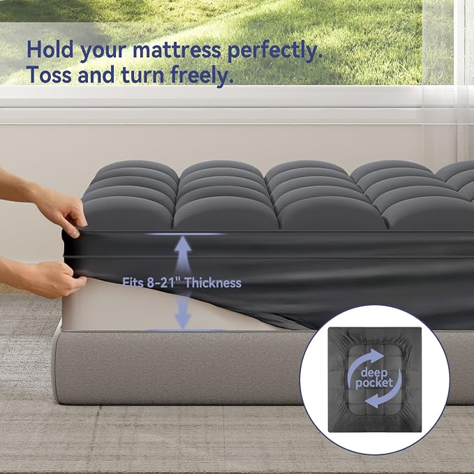 ELEMUSE King Grey Mattress Topper - Image 4