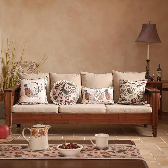 ISAENNE Design Square Pink Floral Linen Throw Pillow Covers 18"x18" Pack of 2 - Image 3
