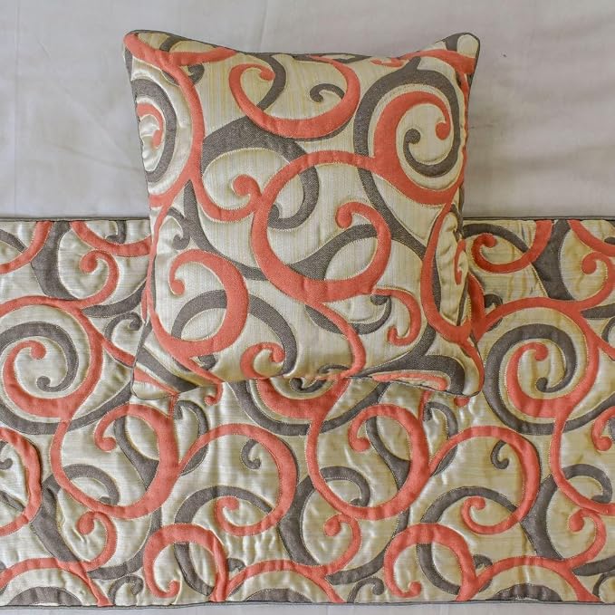 The HomeCentric King/Queen/Twin Orange Luxury King 90"x18" Bed Runner - Image 3