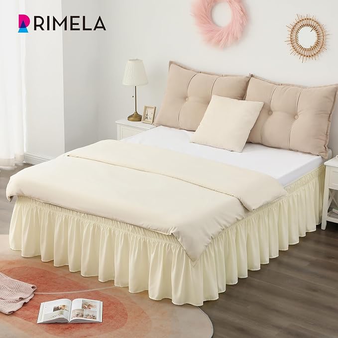 RIMELA Bed Skirt Queen Size 12 Inch Drop, Wrap Around Elastic Bedskirt Solid - Image 7