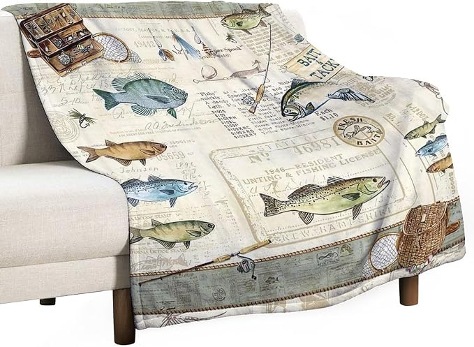 Fishing Blanket Fishing Gifts for Men Fish Throw Blanket Fishing Blanket for - Image 2