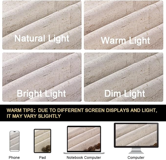 PrinceDeco Linen Blackout Curtains 100% Blackout Curtains 108 Inches Long Linen - Image 8