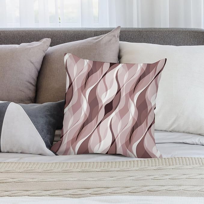 Pink Throw Pillow Covers Modern Abstract Pink and Grey Striped Decorations - Image 4