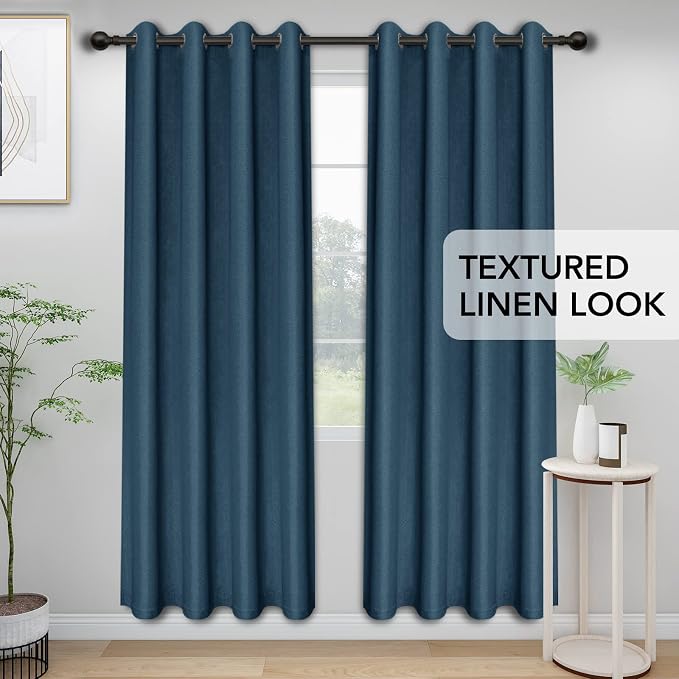 Easy-Going Linen Look Blackout Curtain Grommet Window Curtain Drapes - Image 2
