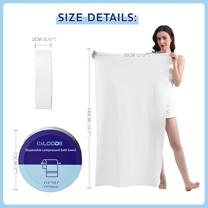 Disposable Bath Towels, Large Compressed Towel Tablets Disposable Towels - Image 2