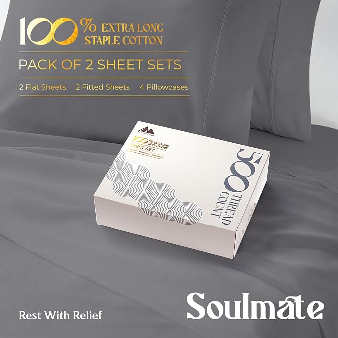 Mayfair Linen 100% Egyptian Cotton 2 Pack Queen Sheet Set - Image 4