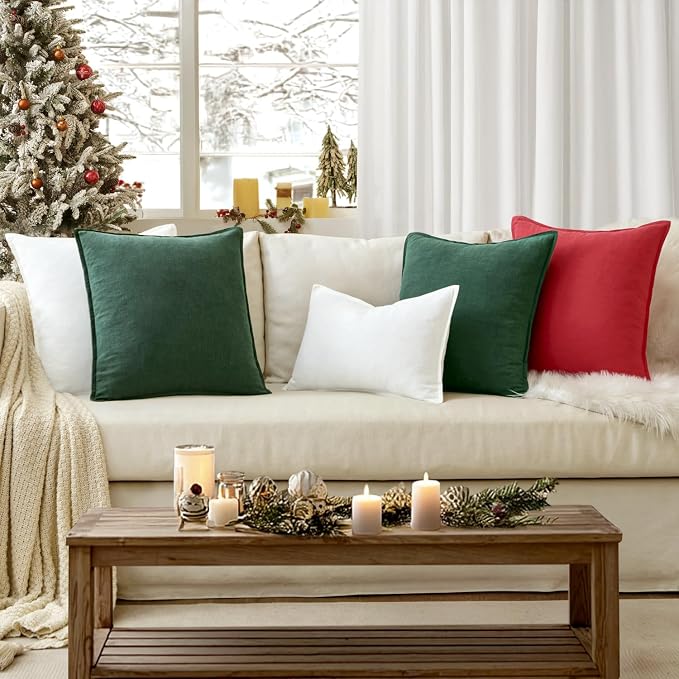 EMEMA Christmas Throw Pillow Covers Decorative Linen Pillow Covers 24x24 Inch - Image 2