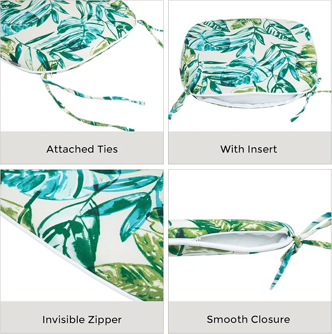 Outdoor Chair Cushions Set of 2, Patio Seat Cushion 17"x16"x2", U-Shaped Dining - Image 4