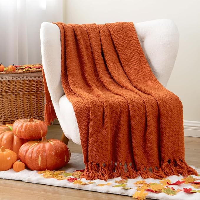 BATTILO HOME Burnt Orange Throw Blanket - Image 4
