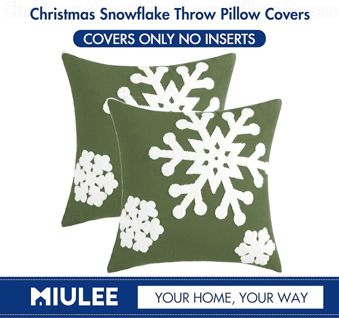 MIULEE Pack of 2 Christmas Decorative Snowflake Throw Pillow Covers Canvas - Image 6
