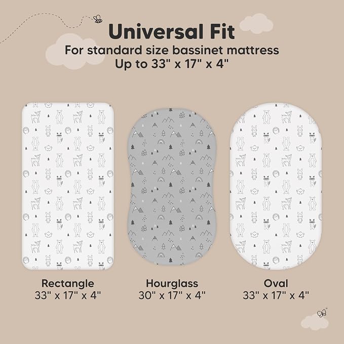 2-pk Waterproof Bassinet Sheets Girls, Cotton - Image 4